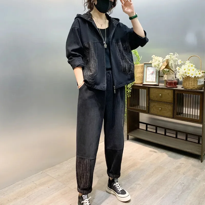 black jean jacket outfit