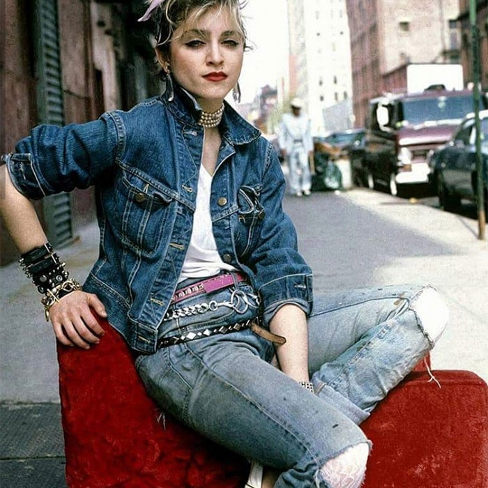 80s jean jacket outfit
