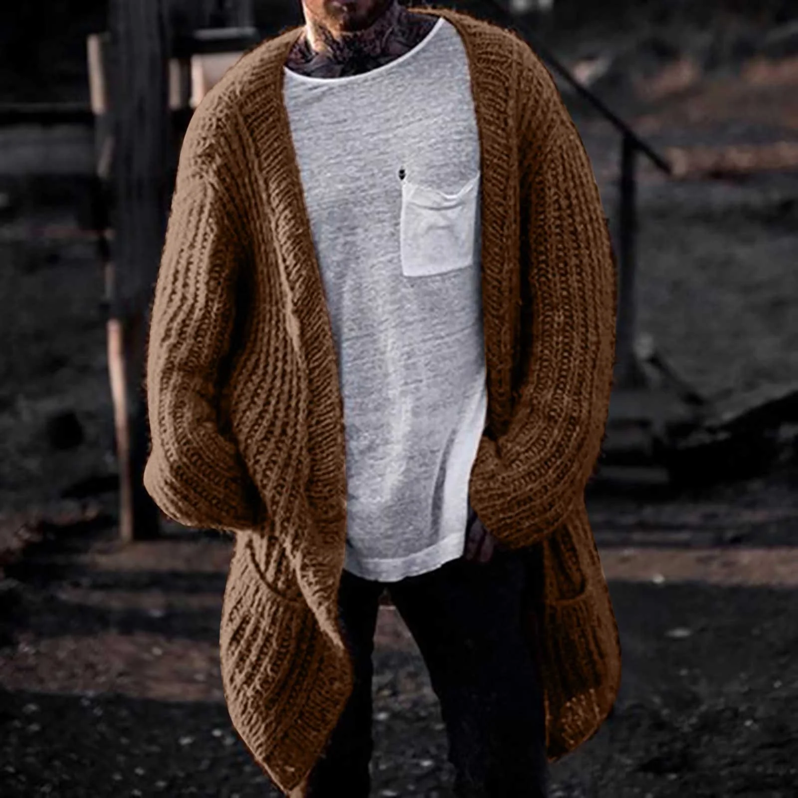 mens long cardigan sweater